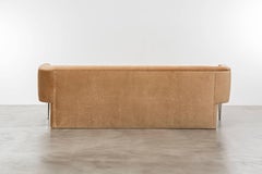 POMPE SOFA - Modern Camel Velvet Sofa with Stiletto Legs and a Waterfall Back