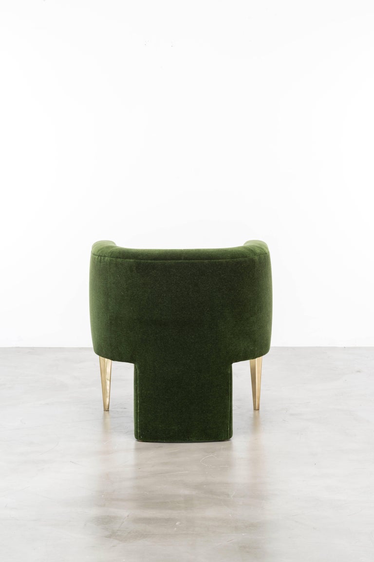American POMPE CHAIR - Modern Mohair Chair with Stiletto Legs and a Waterfall Back For Sale