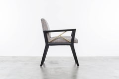 ANDRE CHAIR - Modern Dining Chair with Wood Frame and Brass Pole Detail