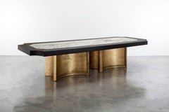 BRUSSELS DINING TABLE - Ebony Oak, Carrara Marble and Gold Leafed Modern Table