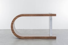 GISELE CONSOLE TABLE - Modern Table with Curved Walnut and Marble Detail