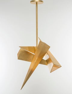 TRYSTAN CHANDELIER - Gold Leafed Perforated Steel Pyramids