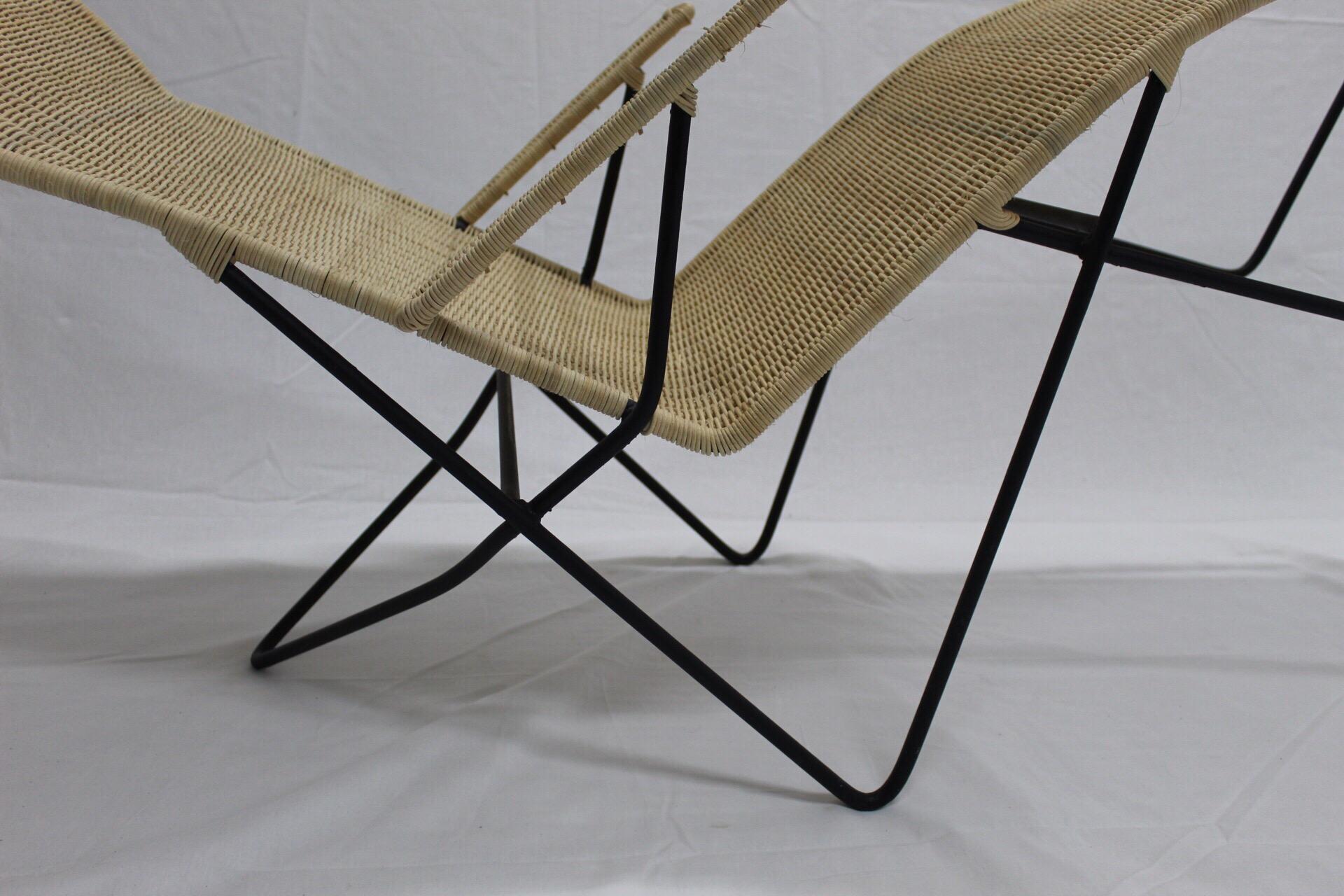 Mexican Iron and Rattan Chaise Longue In Good Condition In San Pedro Garza Garcia, Nuevo Leon