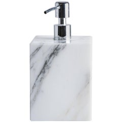 Handmade Squared Soap Dispenser in White Carrara Marble