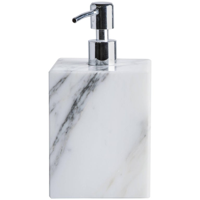 Squared Soap Dispenser in White Carrara Marble For Sale at 1stDibs