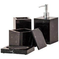 Squared Set for Bathroom in Black Marquina Marble