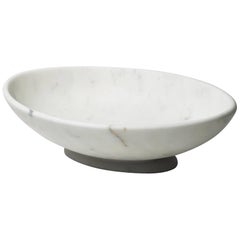 Handcrafted Big Oval Bowl in White Carrara Marble