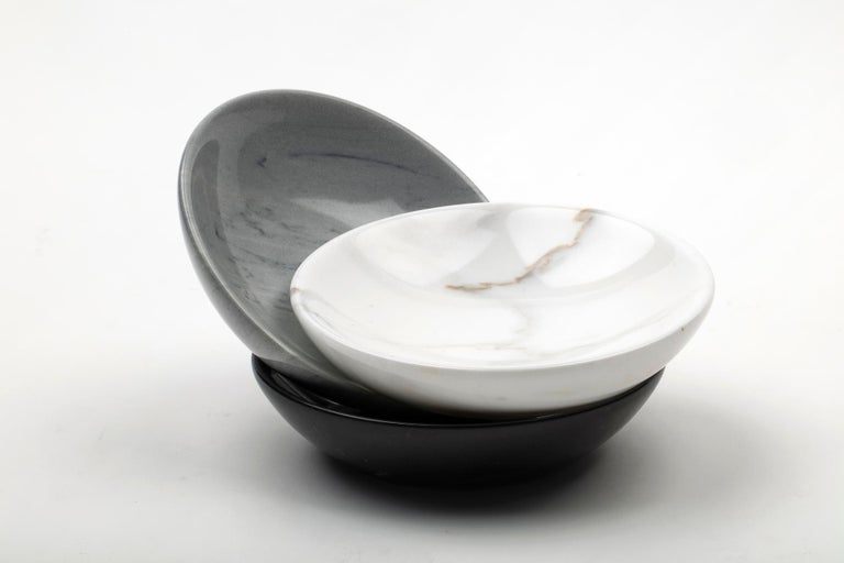 grey and white dishes italian set of three small dishes in grey white and black marble for sale grey and white dishes italian set of three small dishes in grey white and black marble for sale