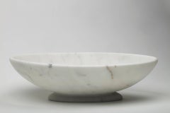 Handcrafted Big Oval Bowl in White Carrara Marble