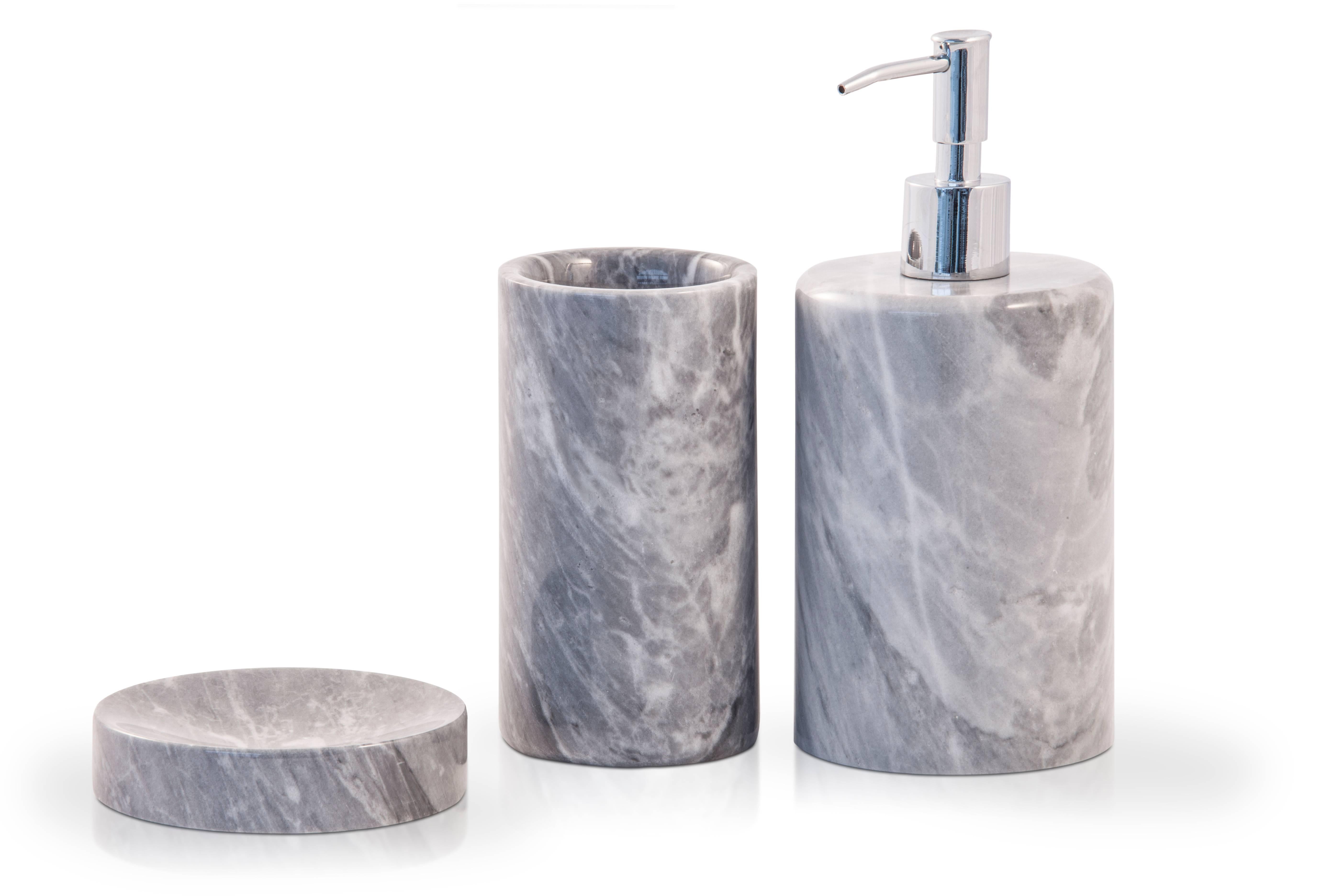 Rounded Toothbrush Holder in Grey Marble (Italienisch)