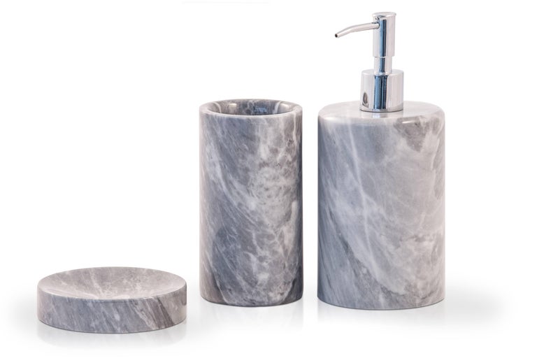 Rounded Toothbrush Holder in Grey Marble at 1stDibs