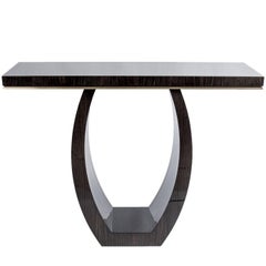 Montagu Console, High Gloss Dark Tinted Oak with a Brushed Brass Molding