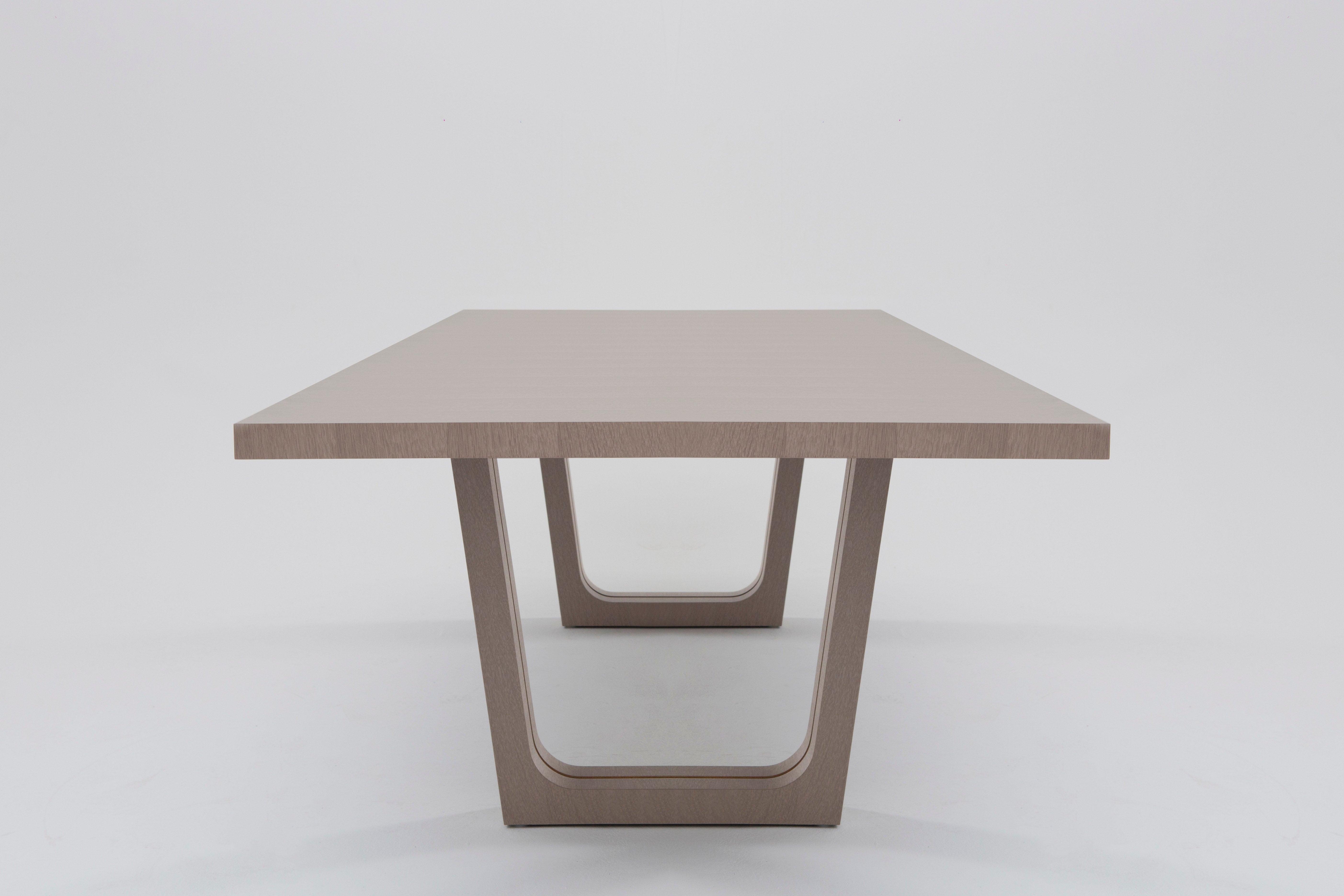 The Olympia A Modern Dining Table In Matte Pale Tinted Open Grain Oak