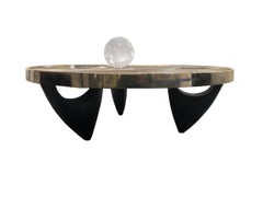 White Bronze Coffee Table with Rock Crystal Sphere "Il Bacio"