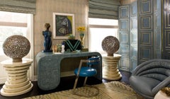 Regency style Hourglass Side Table in Parchment Goatskin