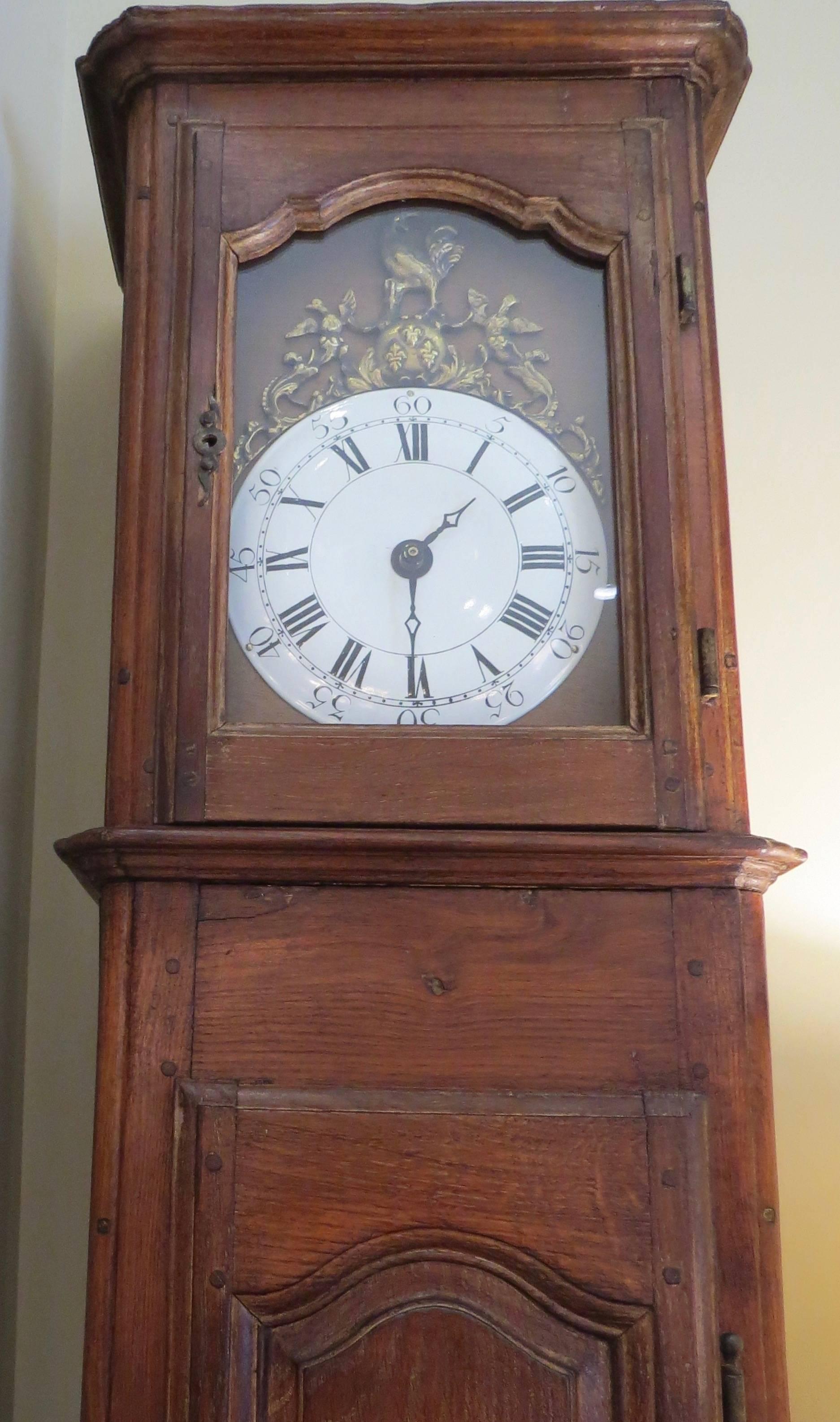 Tall 19th Century French Oak Clock Case 1