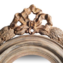 Large Round Wooden Mirror with Garland