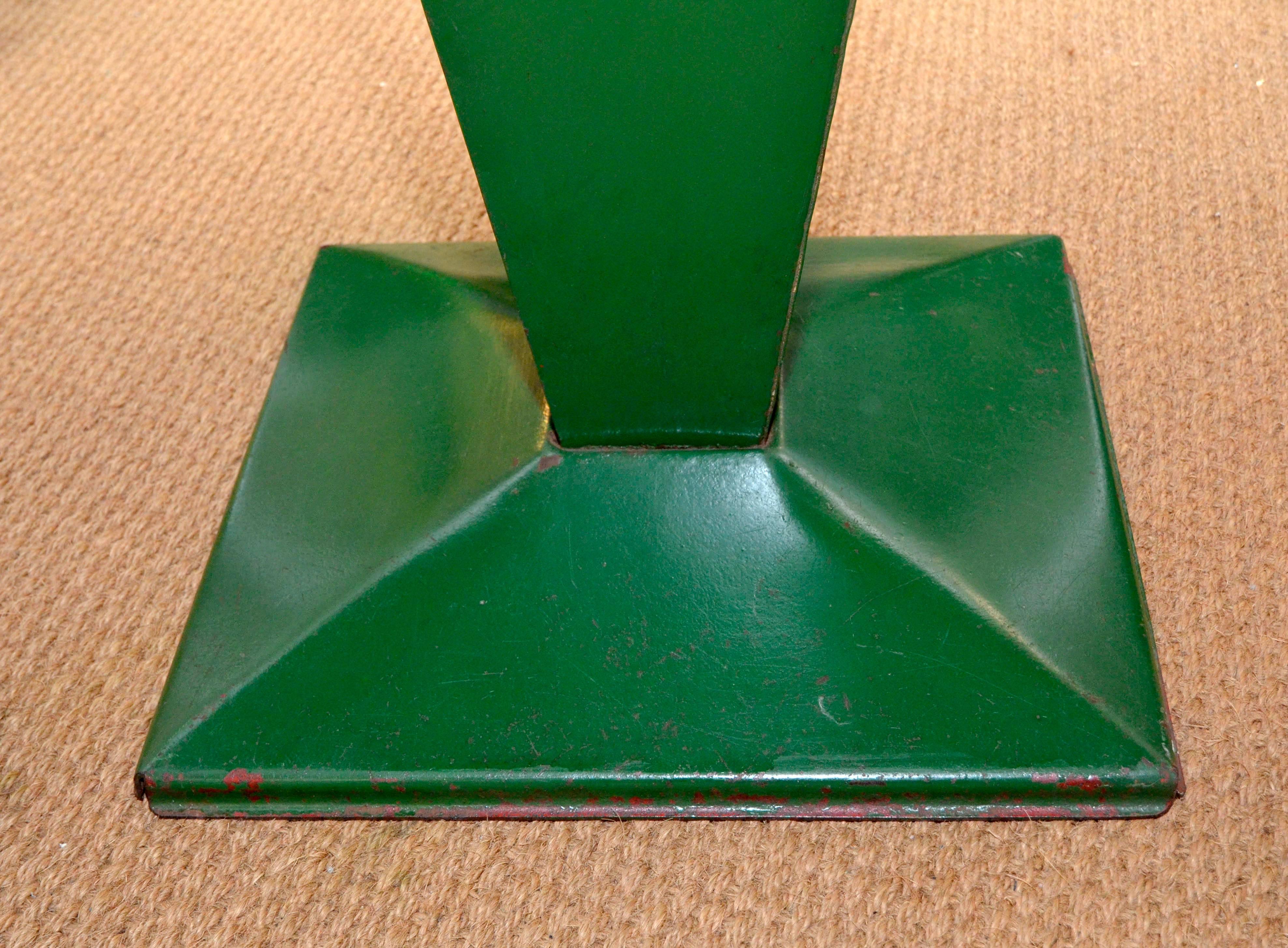 Enameled 1950s Xavier Pauchard Green Rectangular Metal Bistrot French Table by Tolix For Sale