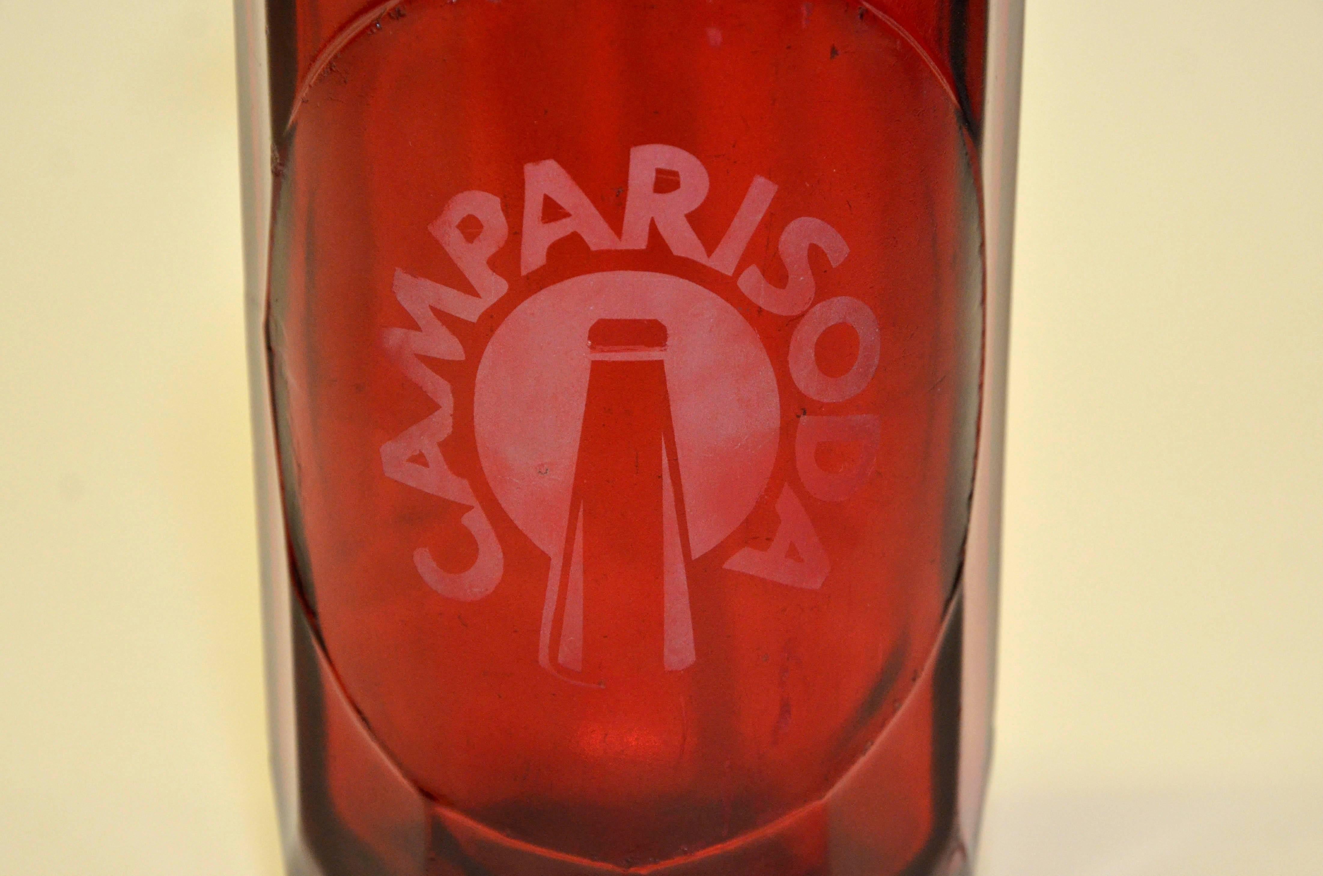 Mid-Century Modern 1950s Red Glass Italian Soda Syphon Seltzer Campari Bar Bottle
