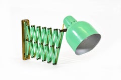 Italian Midcentury Green Scissor Wall Lamp