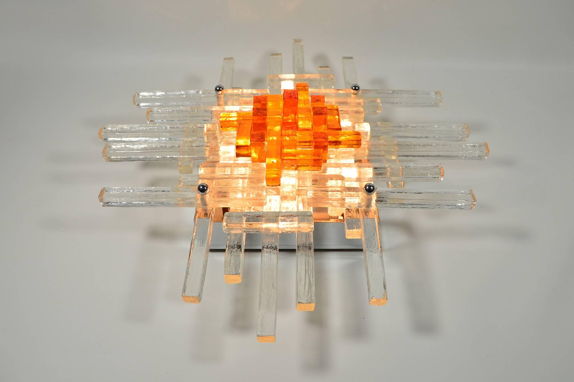Large Italian Glass Wall or Ceiling Lamp by Albano Poli for Poliarte, 1970s In Good Condition In Rome, IT