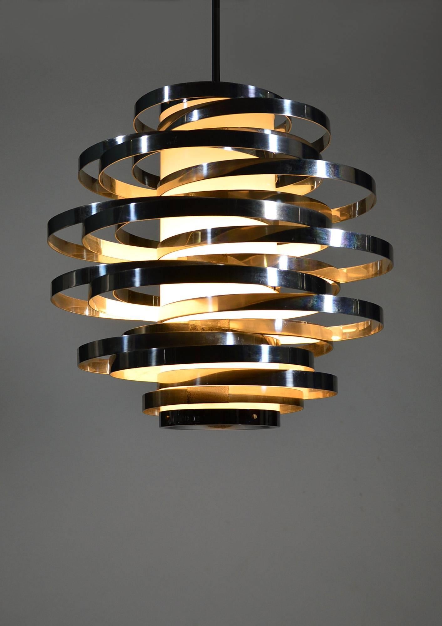 Cyclone Chandelier by Gaetano Sciolari, Polished Aluminium and Lucite, 1970s 1