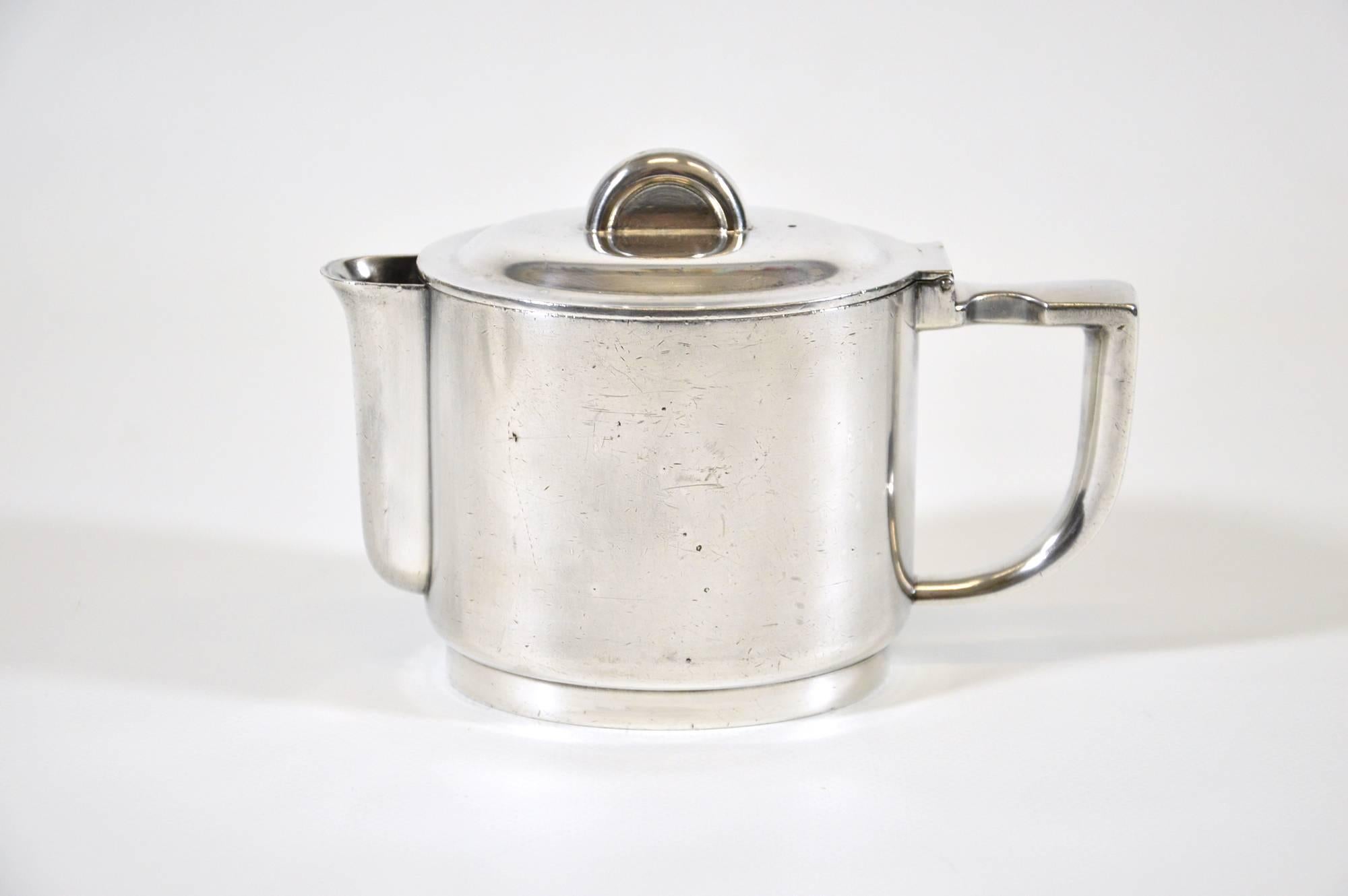 Italian Gio Ponti Teapot in Silver Plated Alpacca for Krupp Berndorf, circa 1935