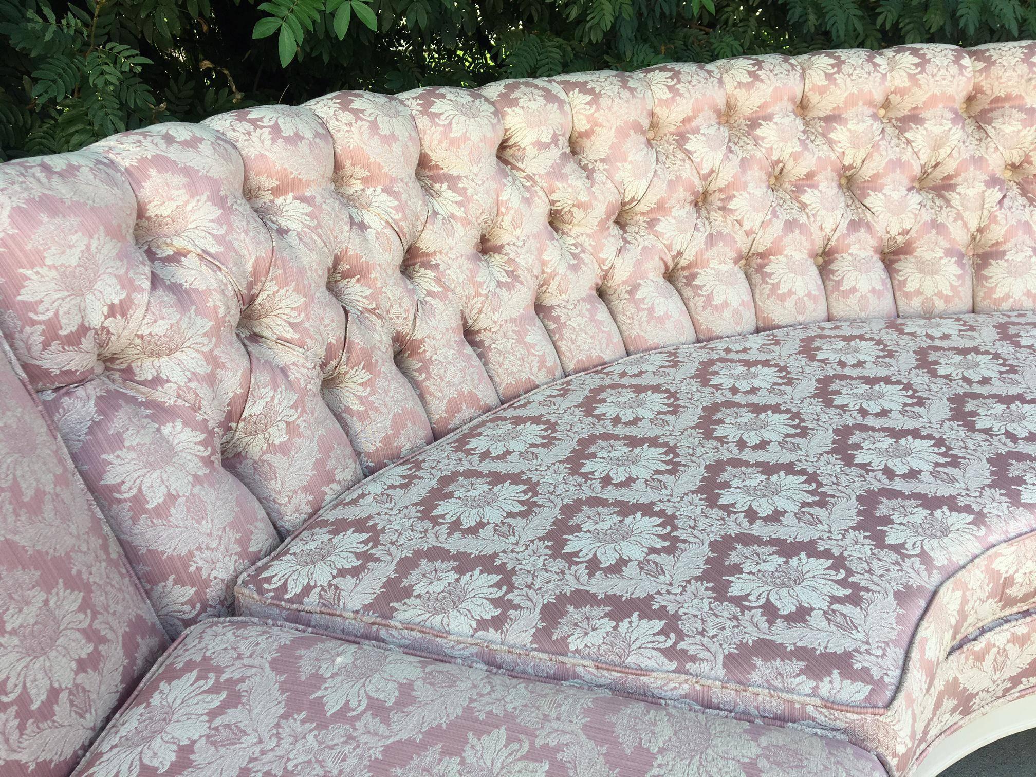 pink tufted sectional