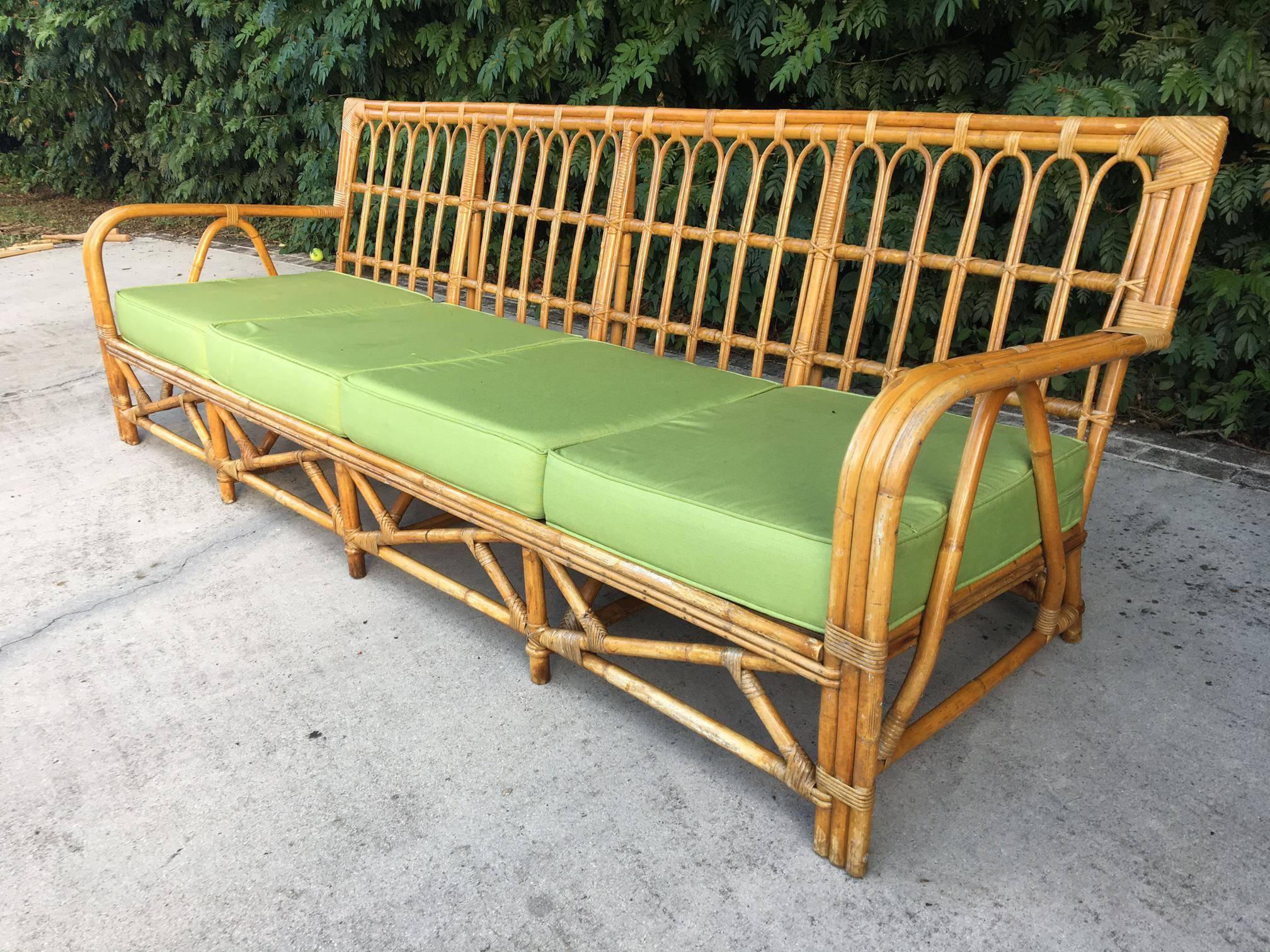 Large Organic Modern Rattan Bamboo Sofa 1