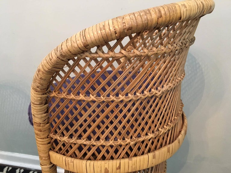 Vintage Wicker Bar Stools For At 1stdibs Pair Of Mid Century Wicker Barstools In Natural Finish With Thick Seat Cushions And Comfortable Foot