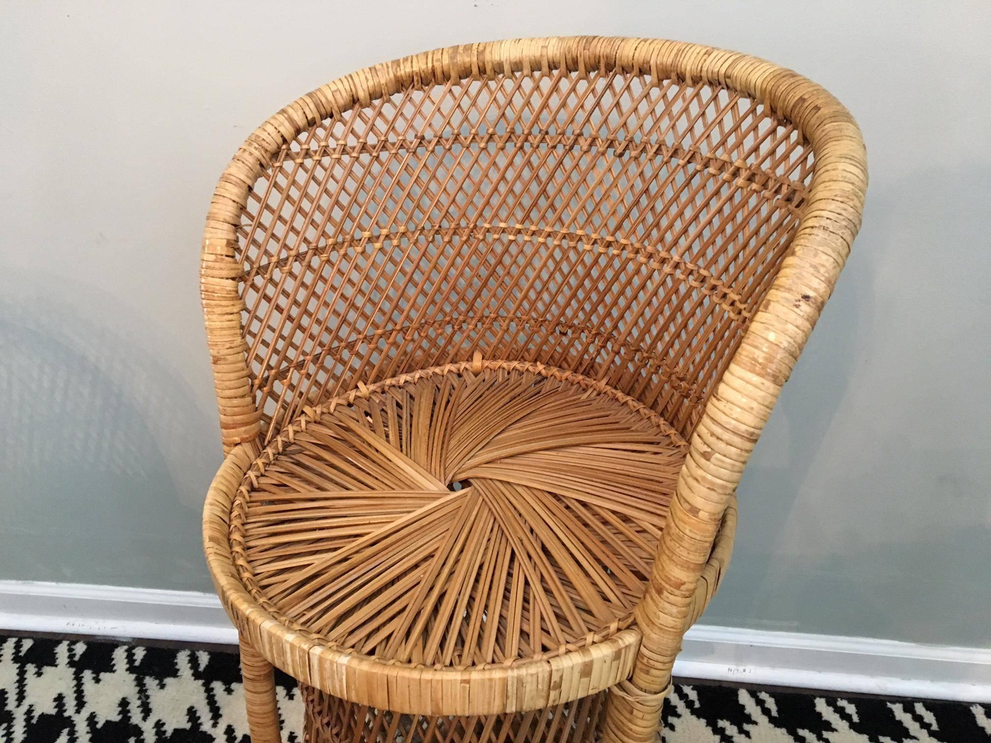 Vintage Wicker Bar Stools In Excellent Condition In Jacksonville, FL