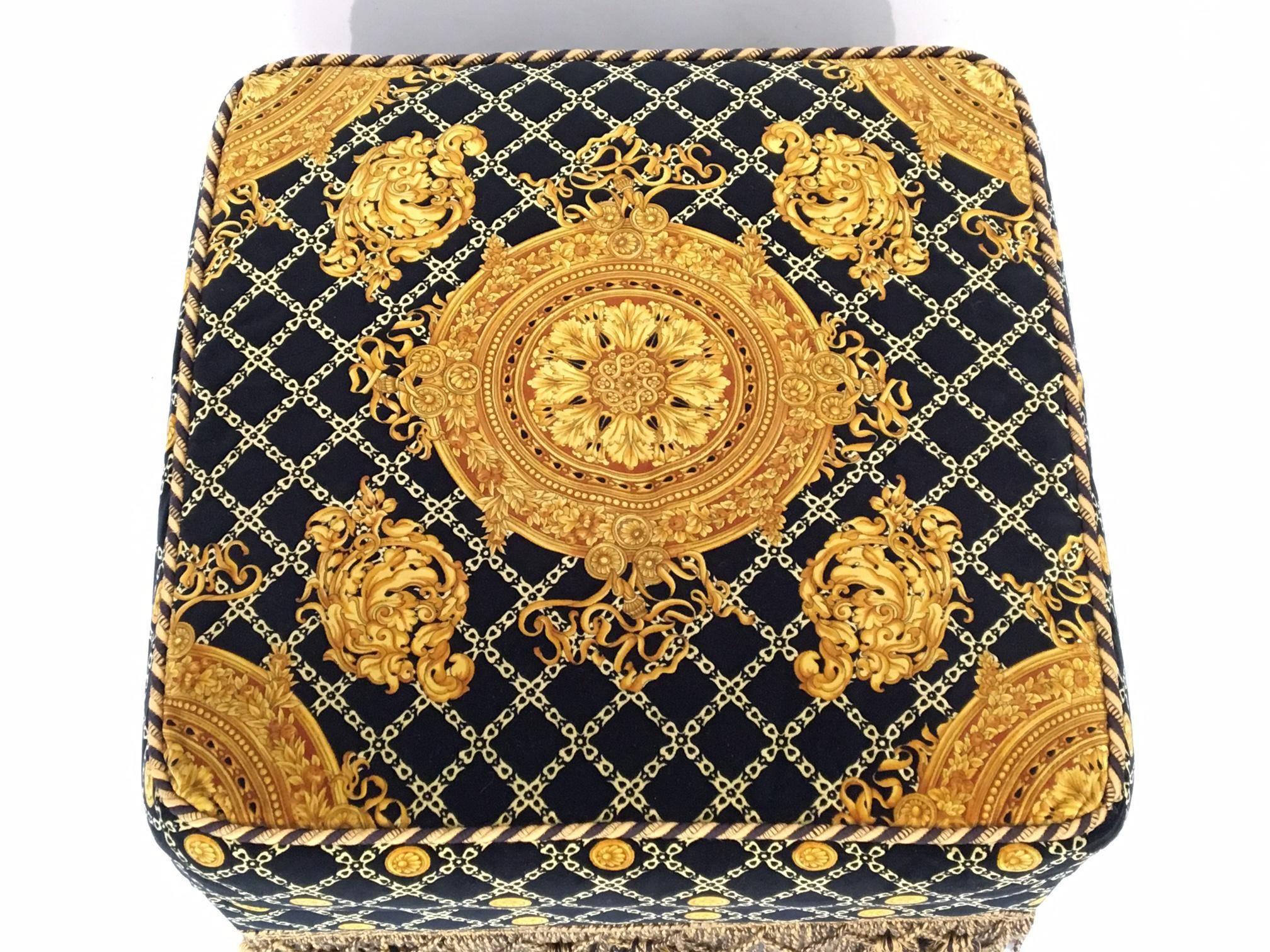 Late 20th Century Stefano Giovanni Versace Style Upholstered Ottoman