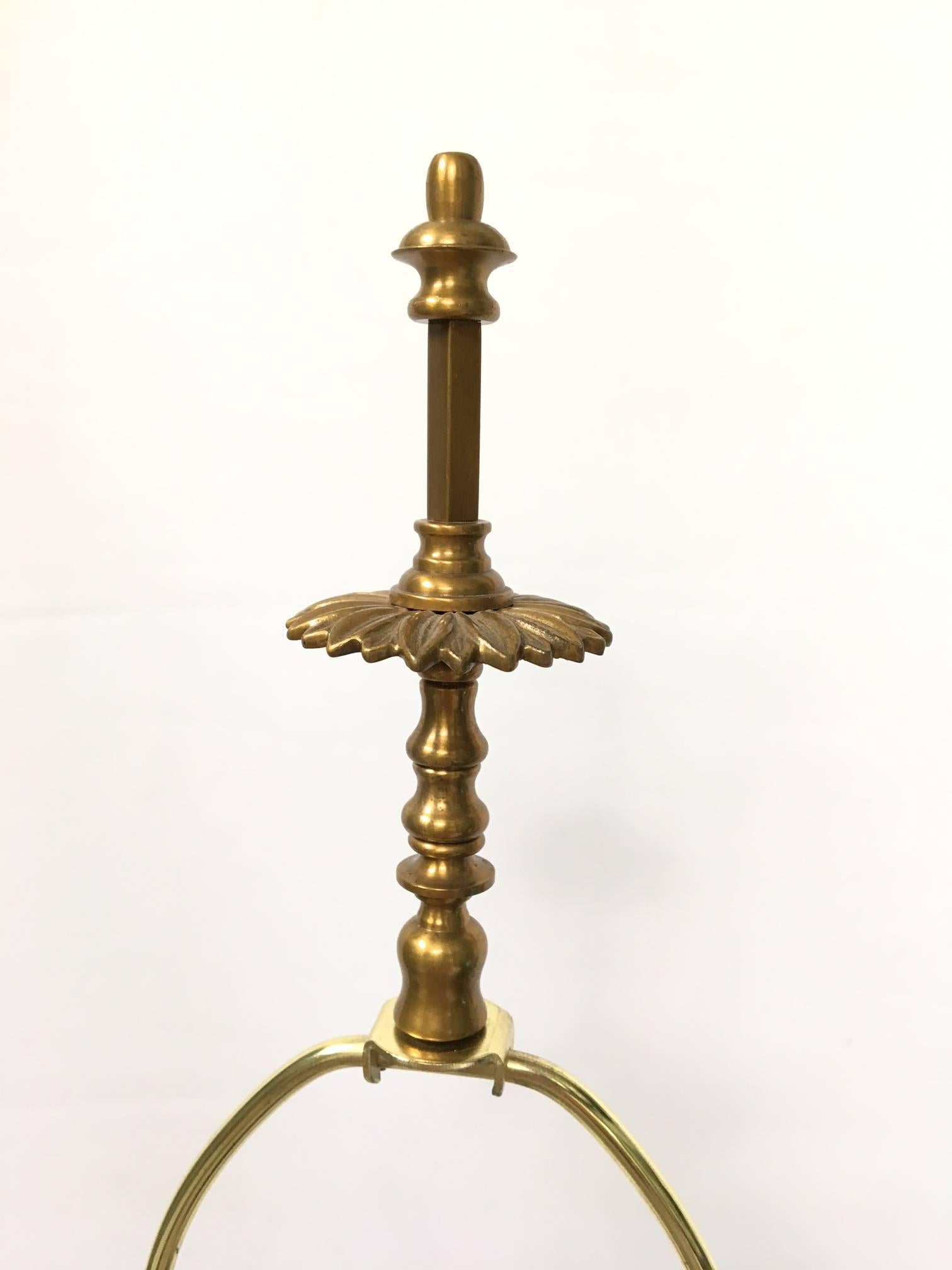 Large Hollywood Regency Murano Italian Glass Brass Ormolu Table Lamps 4
