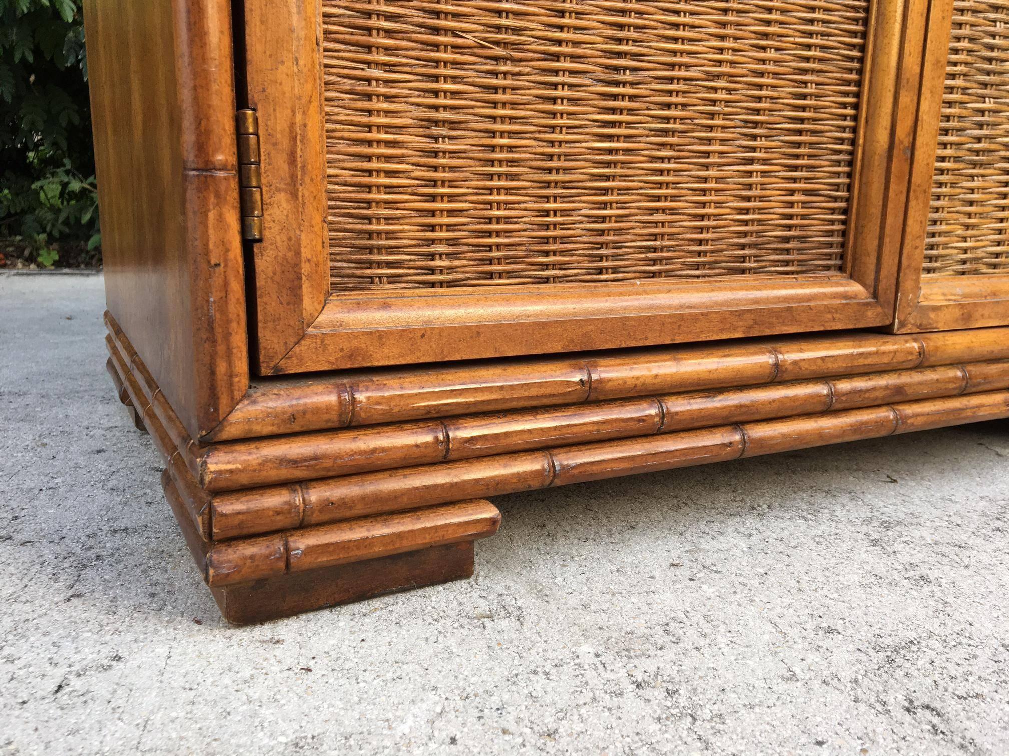 mid century rattan cabinet