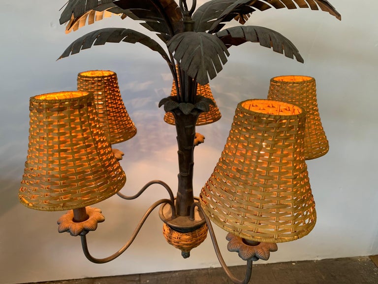 Sculptural Metal Palm Tree Chandelier For At 1stdibs Hollywood Regency Sculptural Metal Palm Tree Chandelier For