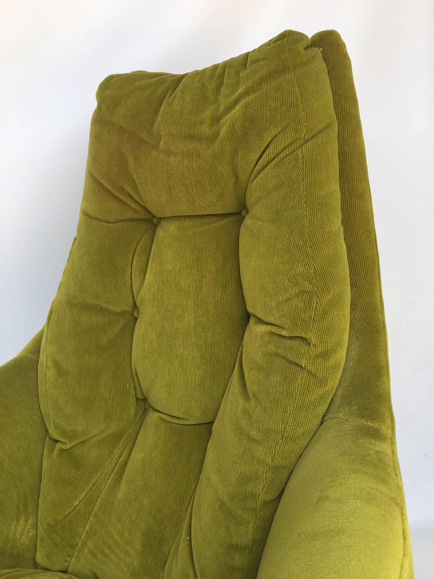 Hollywood Regency Milo Baughman Thayer Coggin Plush Mod Swivel Lounge Chair