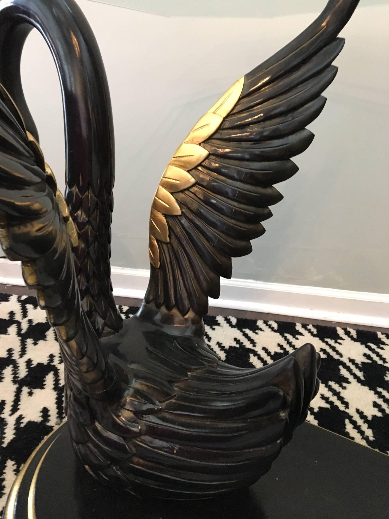 Sculptural Black Swan Statue Dining Table In Excellent Condition In Jacksonville, FL