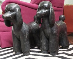 Large Italian Solid Marble Poodle Statues