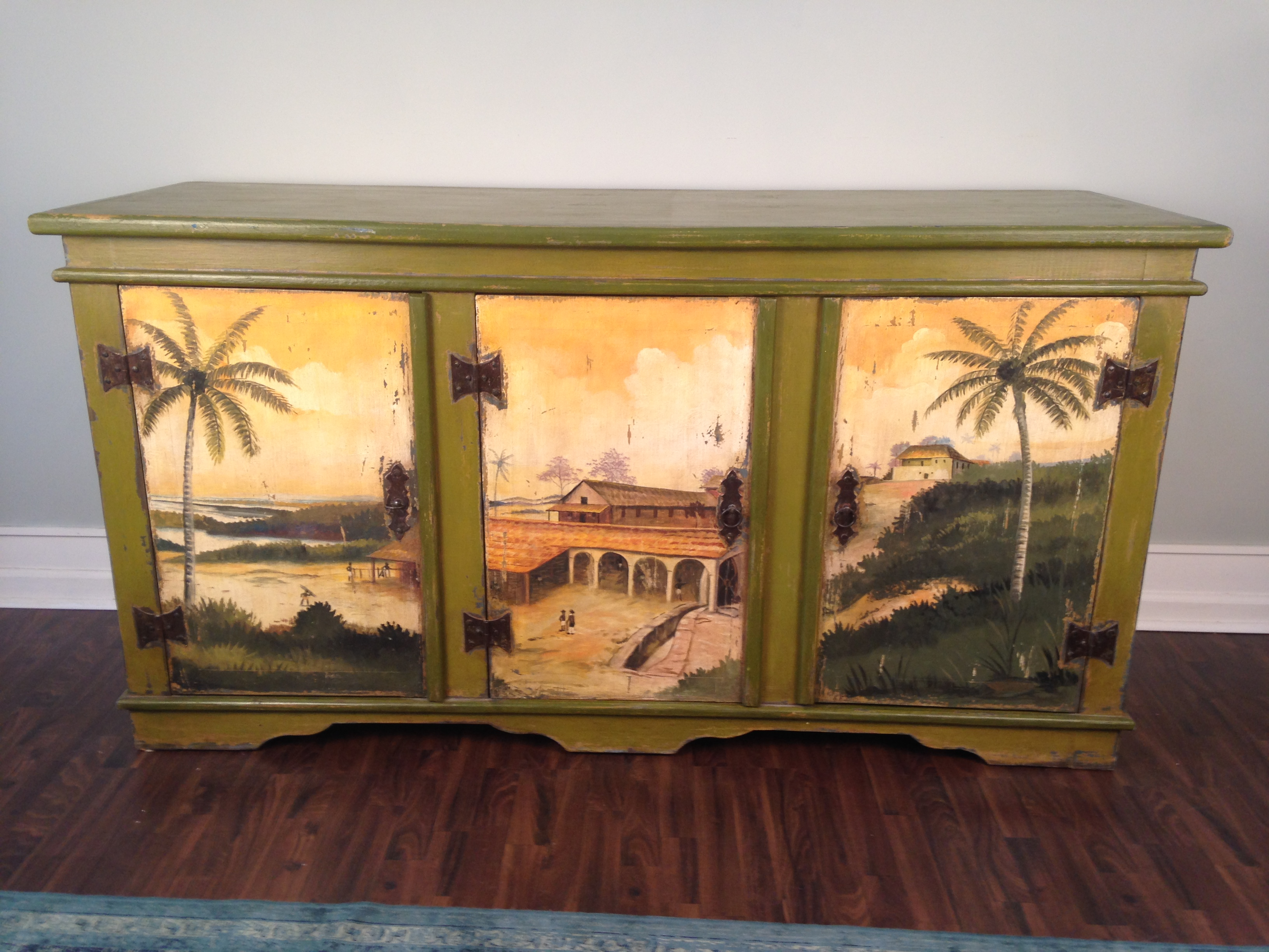 Artiero Brazil Tropical Palm Tree Hand Painted Cabinet For At Artiero Brazil Tropical Palm Tree Hand Painted Cabinet For At 1stdibs