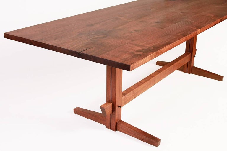 Black Walnut LowTrestle MidCentury Style Dining Table by New York