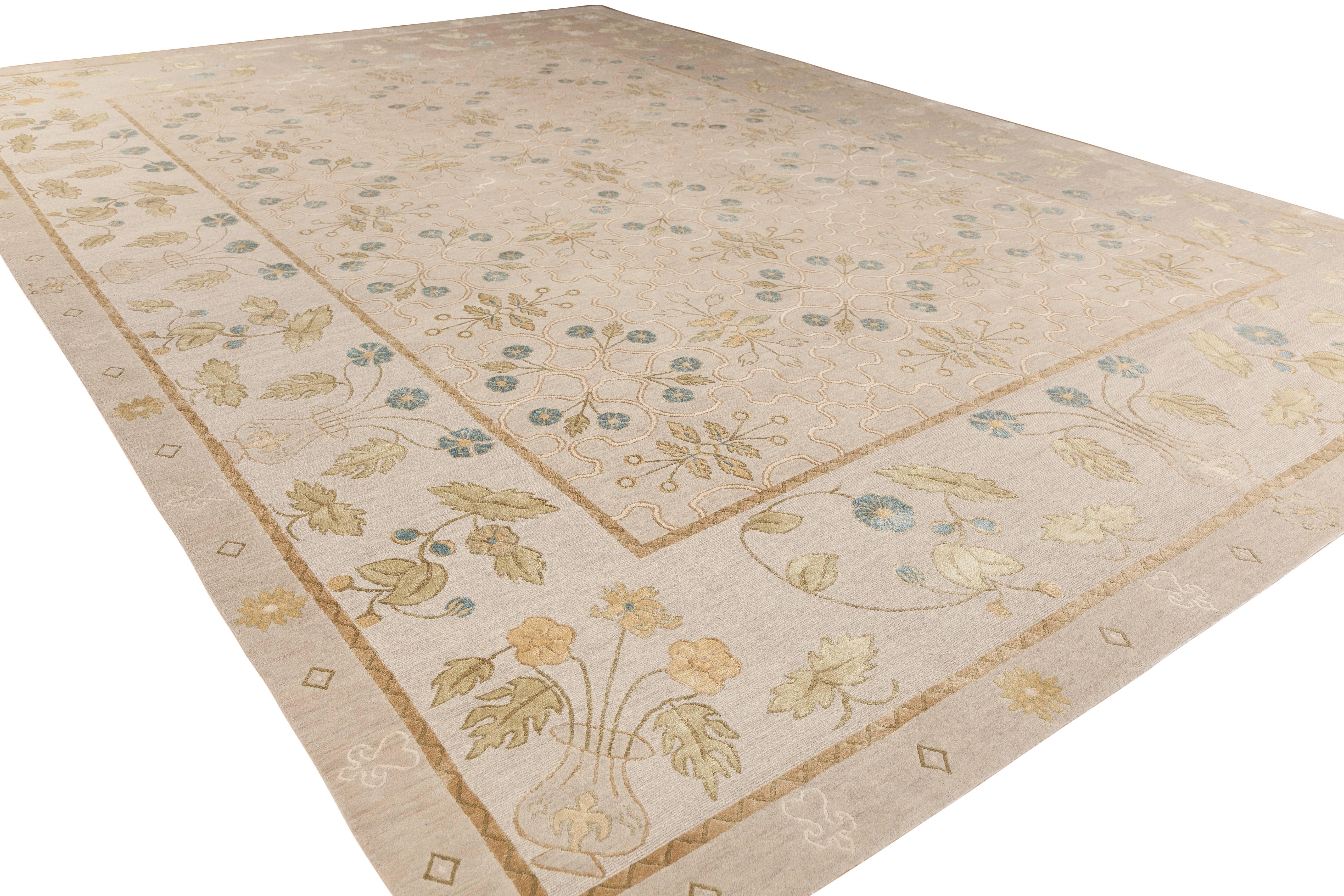 Modern 'Erika, polonaise' Hand-Knotted Tibetan Rug Made in Nepal by New Moon Rugs For Sale