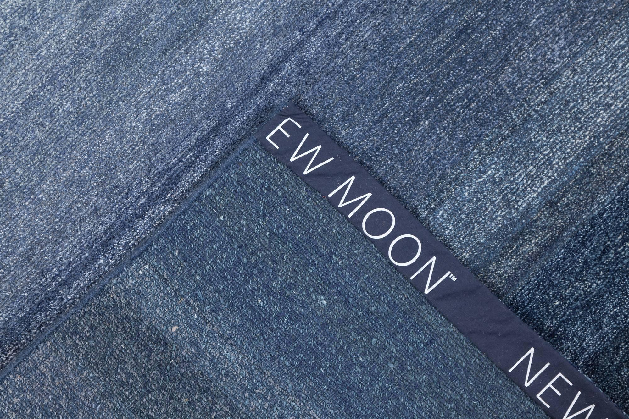 Modern 'Fade, Indigo' Hand-Knotted Tibetan Rug Made in Nepal by New Moon Rugs