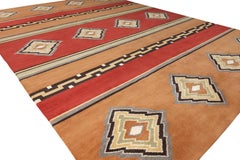 'LW11b, Pumpkin/Rust' Hand-Knotted Tibetan Rug Made in Nepal by New Moon Rugs