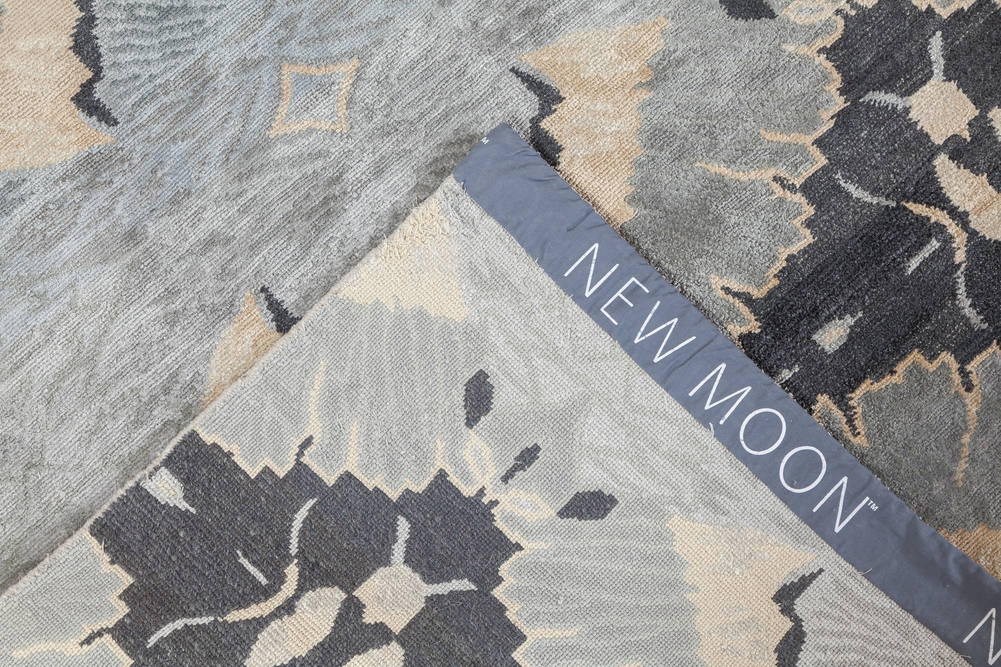 Modern 'Orion, Charcoal' Hand-Knotted Tibetan Rug Made in Nepal by New Moon Rugs