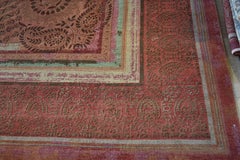 "Paisley Panorama" Red Hand-Knotted Area Rug Wool, Silk