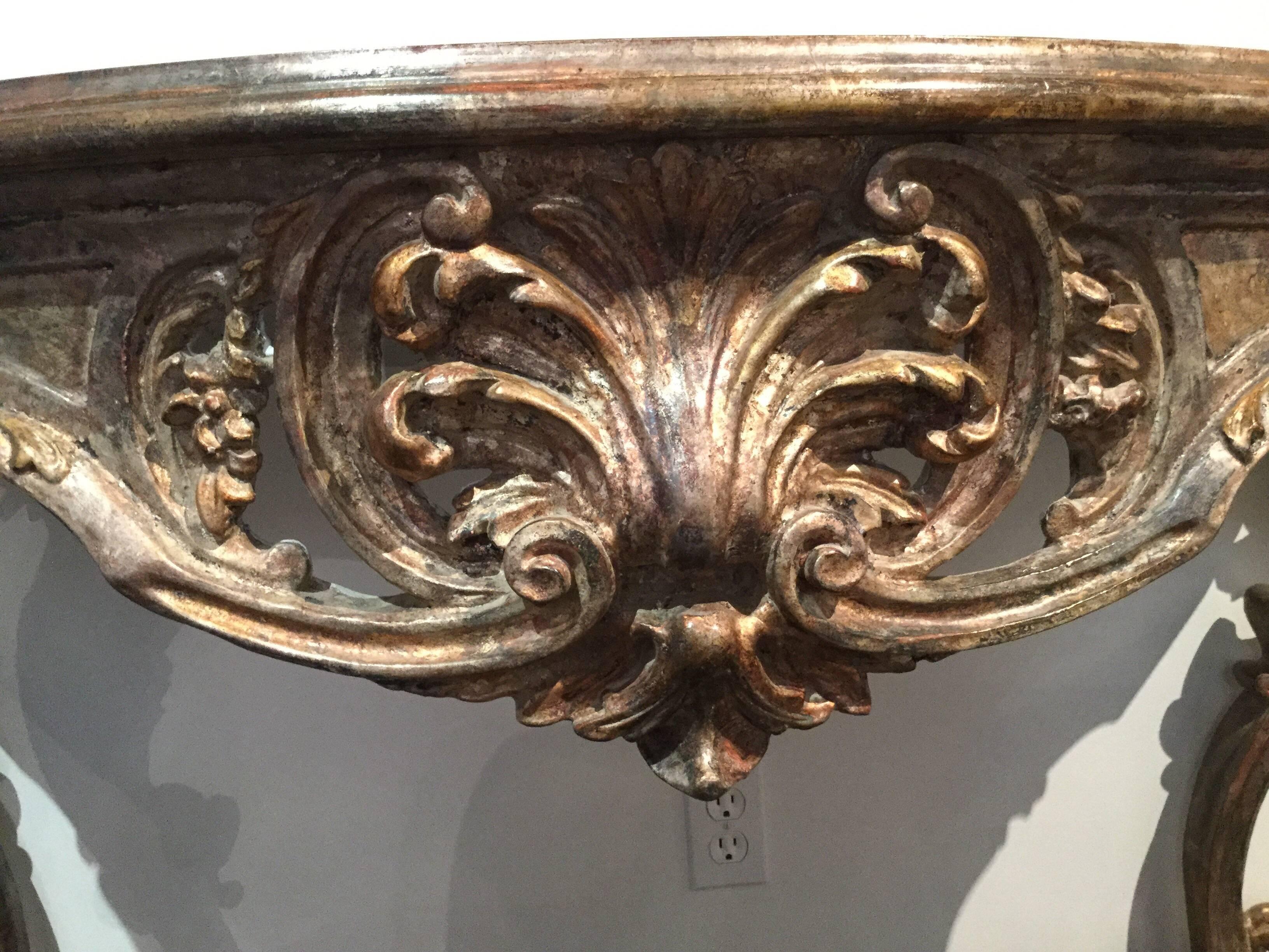 Mid-20th Century Rococo Style Hand-Carved Wall Console, circa 1960