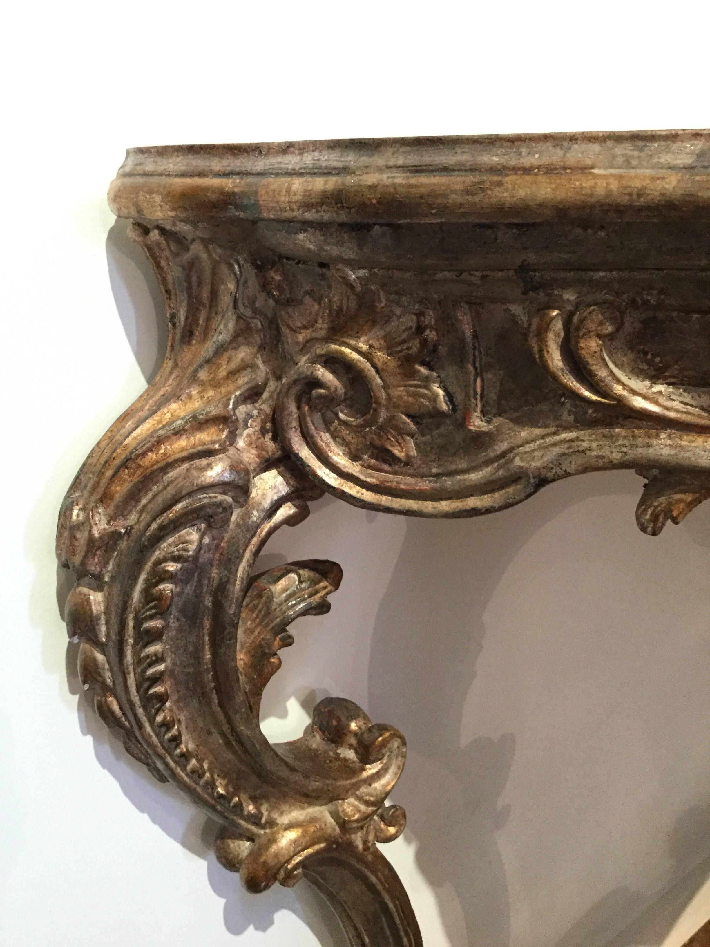 Rococo Style Hand-Carved Wall Console, circa 1960 2