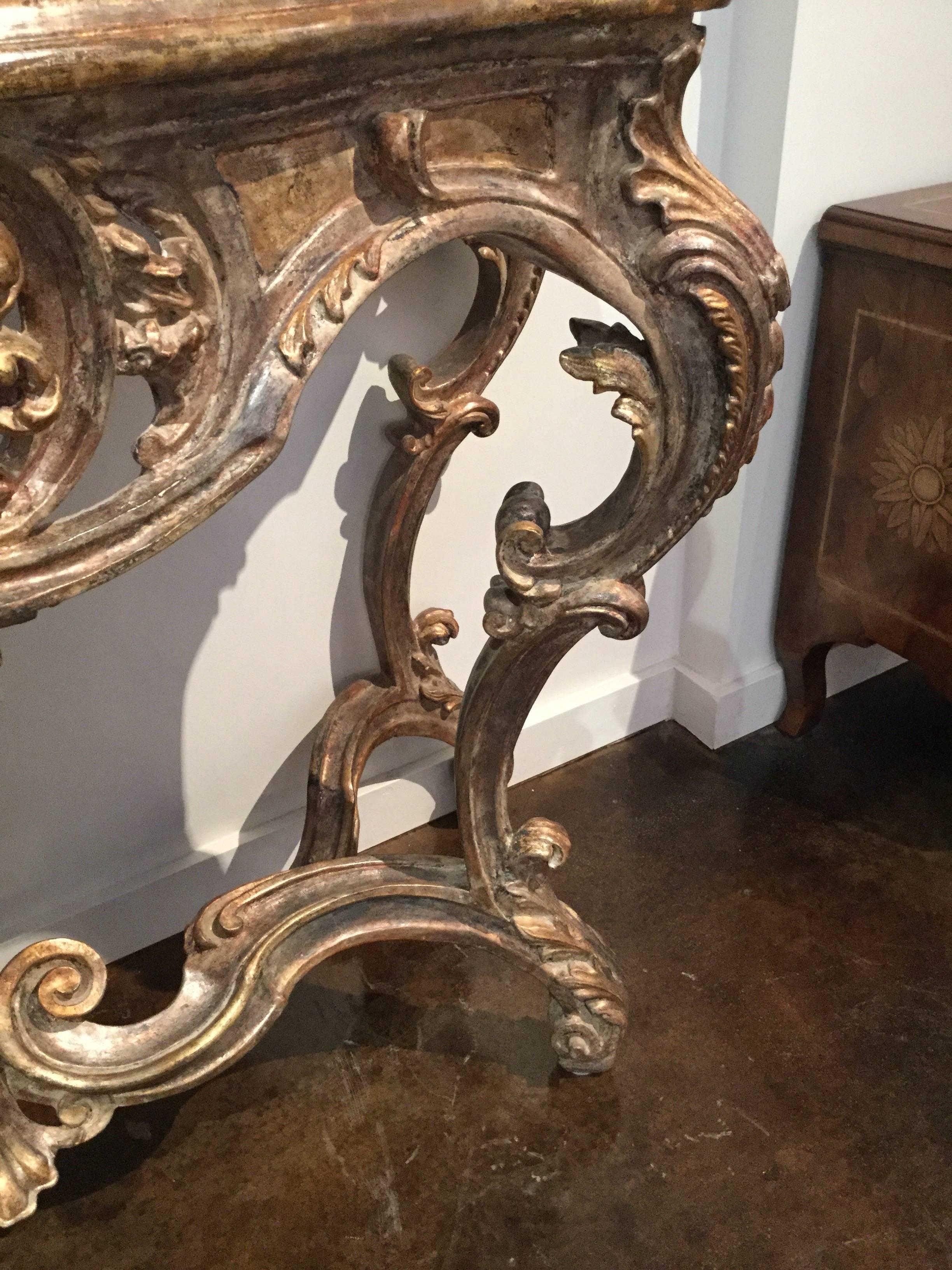 Rococo Style Hand-Carved Wall Console, circa 1960 3