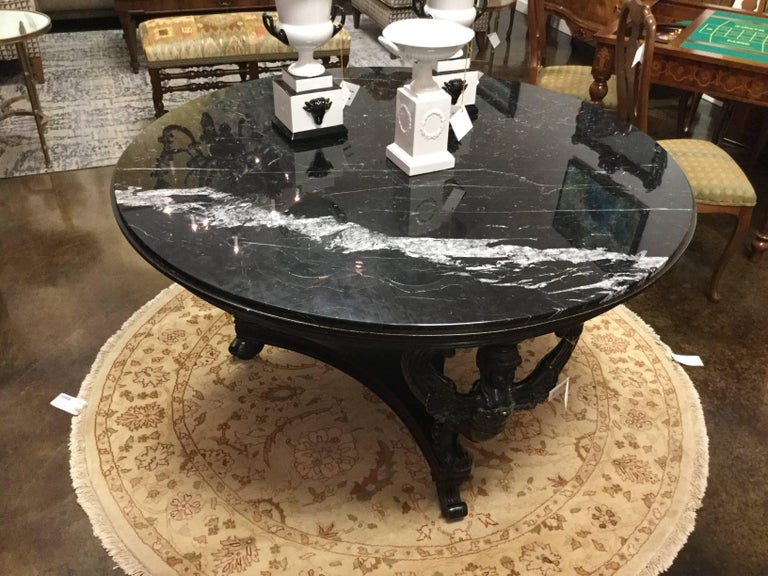 Round Empire Style Black Marble Center Table For Sale at 1stdibs