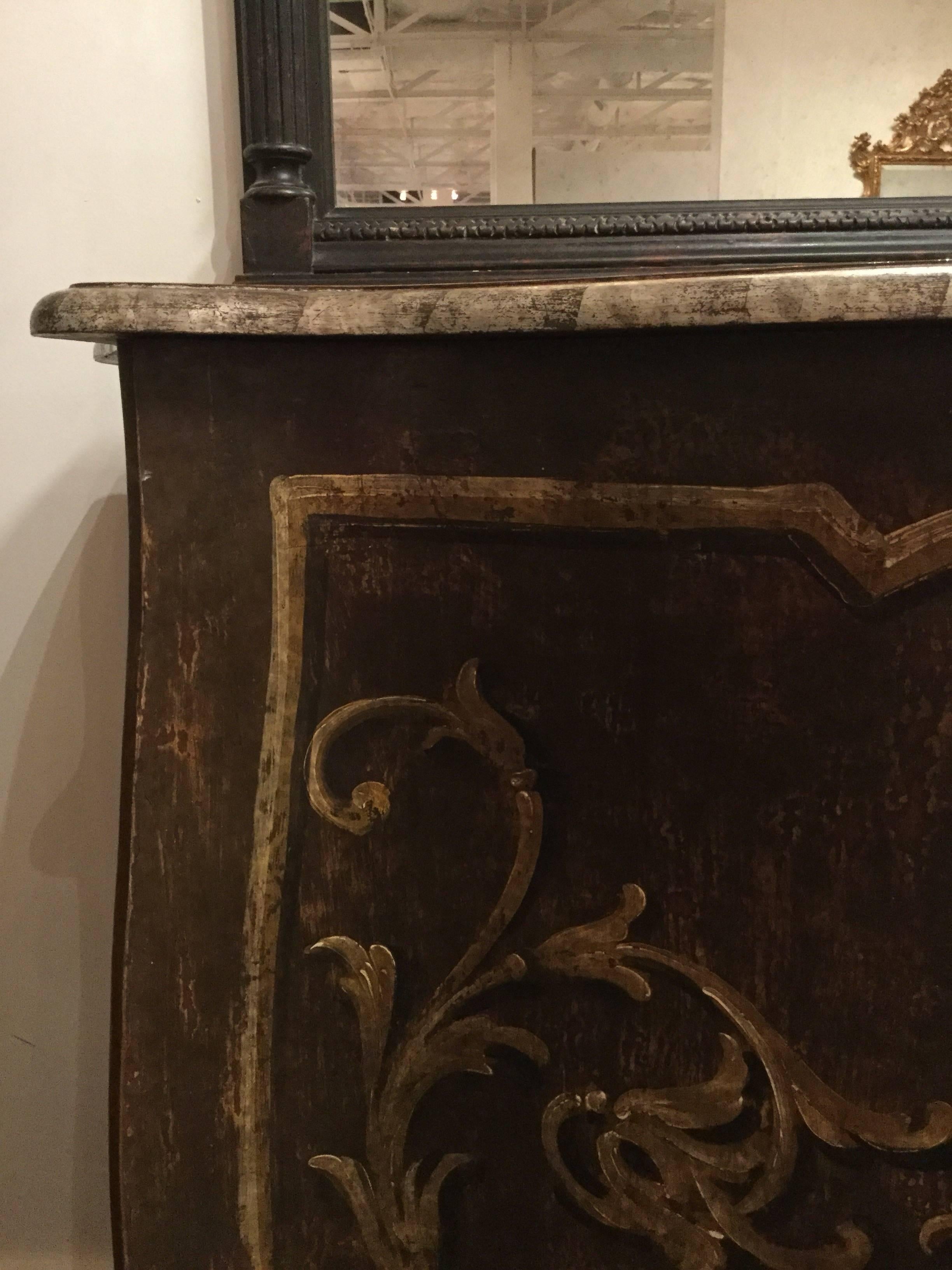 Two-Door Chest, Walnut Finish Featuring Griffons and Scrolling Vines In Distressed Condition In Dallas, TX